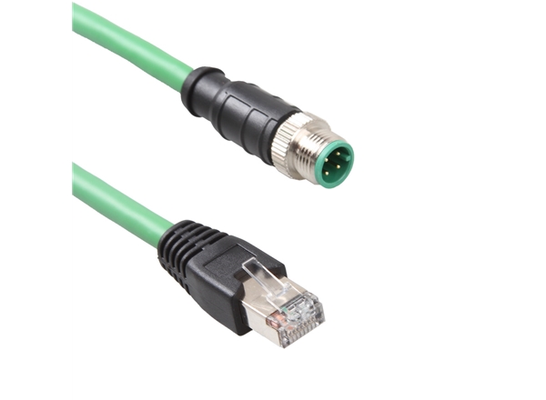 M12 4P A型公直頭轉RJ45 德式工業網線（xiàn）