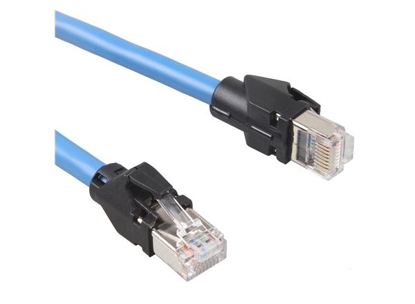 工業網線超六類超高柔拖鏈德式短休水晶頭藍色